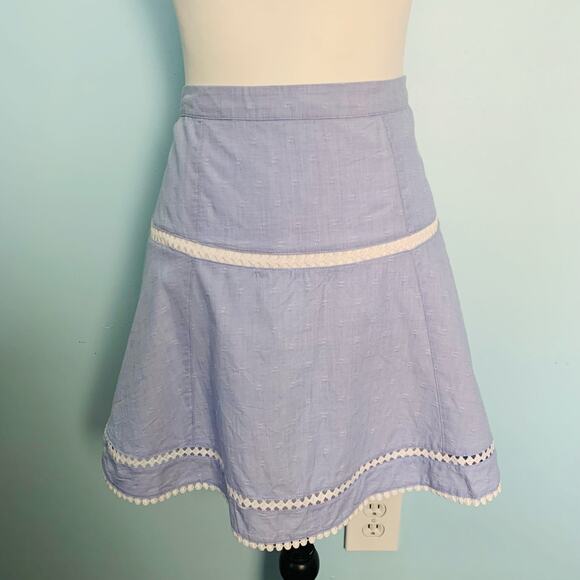 WHBM Blue Cotton A-Line Skirt with Eyelet Size 2 - Picture 1 of 7
